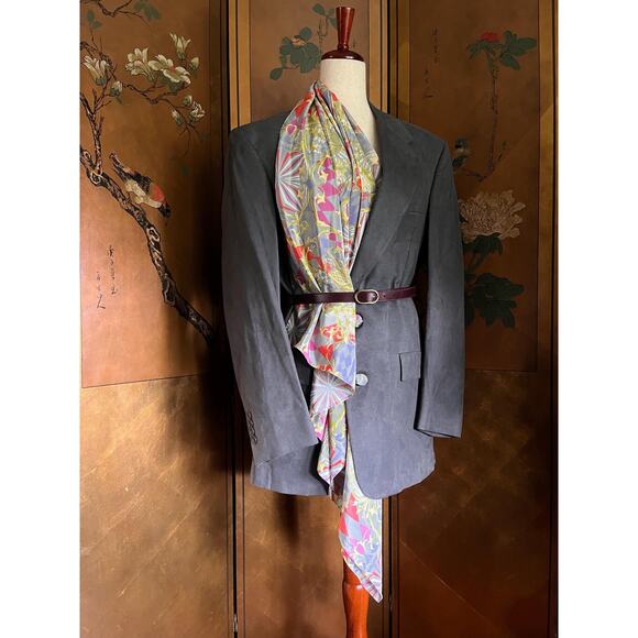 Vintage square scarf with geometric print - Picture 1 of 8